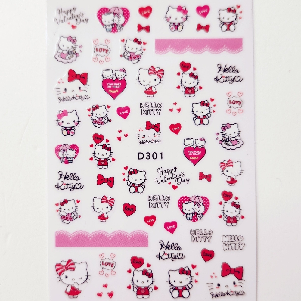 ⭐4/$15 Happy Valentine's Day Hello Kitty Nail Art Stickers